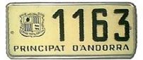 matricula del Principat d'Andorra - Matricula del Principado de Andorra - Plaque min&eacute;ralogique de la Principaut&eacute; d'Andorre