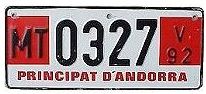 Plaques d'immatriculations de la Principaut&eacute; d'Andorre - Matriculas del Principado de Andorra - Plaques min&eacute;ralogiques de la Principaut&eacute; d'Andorre License plates of Andorra